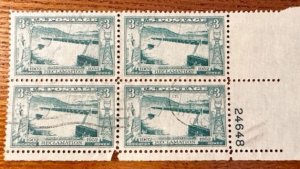 US # 1009 Grand Coulee Dam Reclamation 1952 plate block used