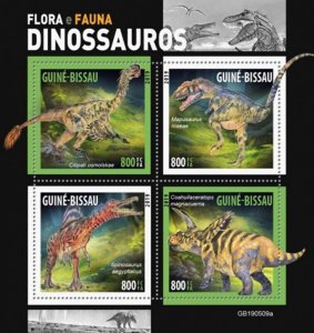 Guinea-Bissau - 2019 Dinosaurs on Stamps - 4 Stamp Sheet - GB190509a