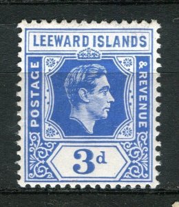 LEEWARDS ISLANDS; 1938 early GVI portrait issue Mint hinged Shade of 3d. value