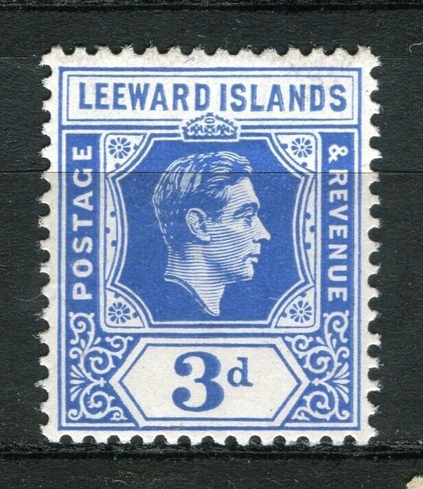 LEEWARDS ISLANDS; 1938 early GVI portrait issue Mint hinged Shade of 3d. value