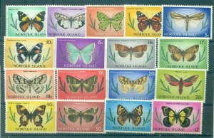Norfolk Is. - Sc# 201-17. 1976-7 Butterflies. MNH $6.65.