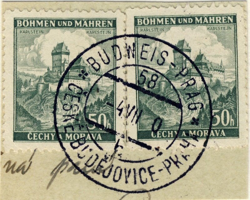 BÖHMEN u. MAHREN - 1940  BUDWEIS - PRAG  TPO n°58b CDS on 2xMi.26