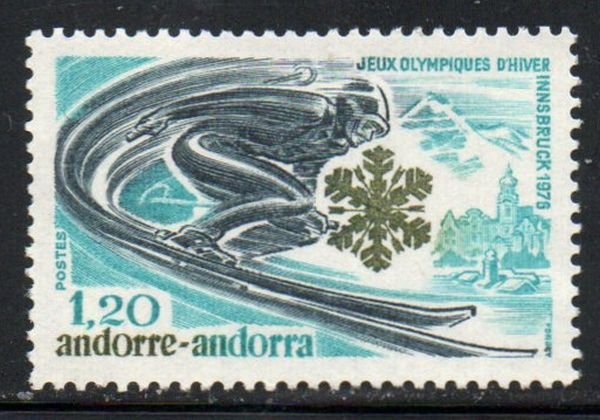Andorra (Fr) Sc 244 1976 Winter Olympics stamp  mint NH