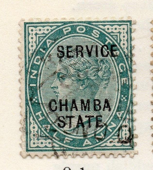 Indian States Chamba 1887-98 Service  Early Issue Fine Used 1/2a. Optd 157030