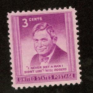 975 Will Rogers US Single Mint/nh (Free Shipping)