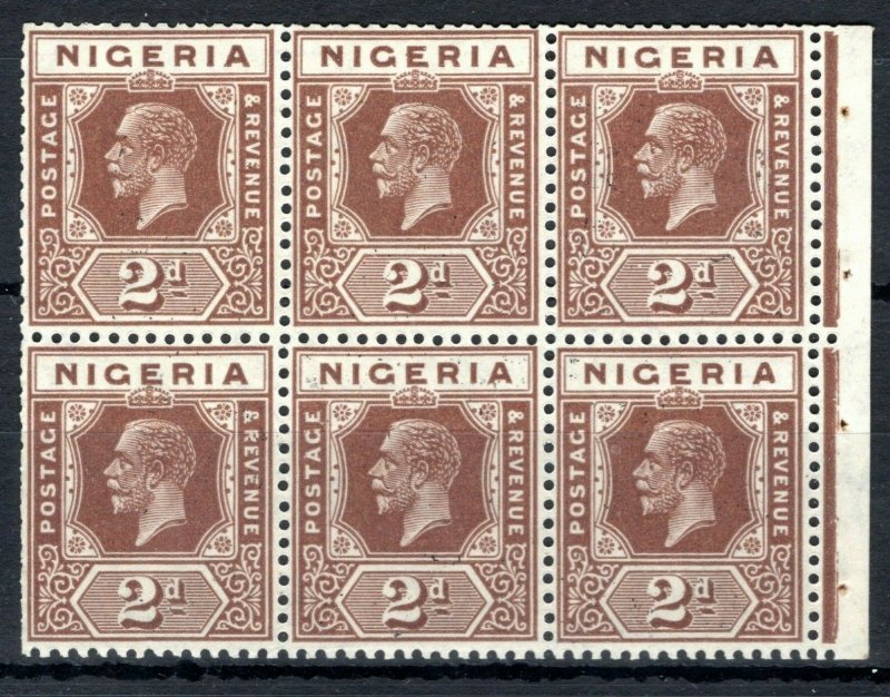 NIGERIA KGV Stamps SG.20var 2d Chocolate (Die II) BOOKLET PANE Mint MNH SS3408