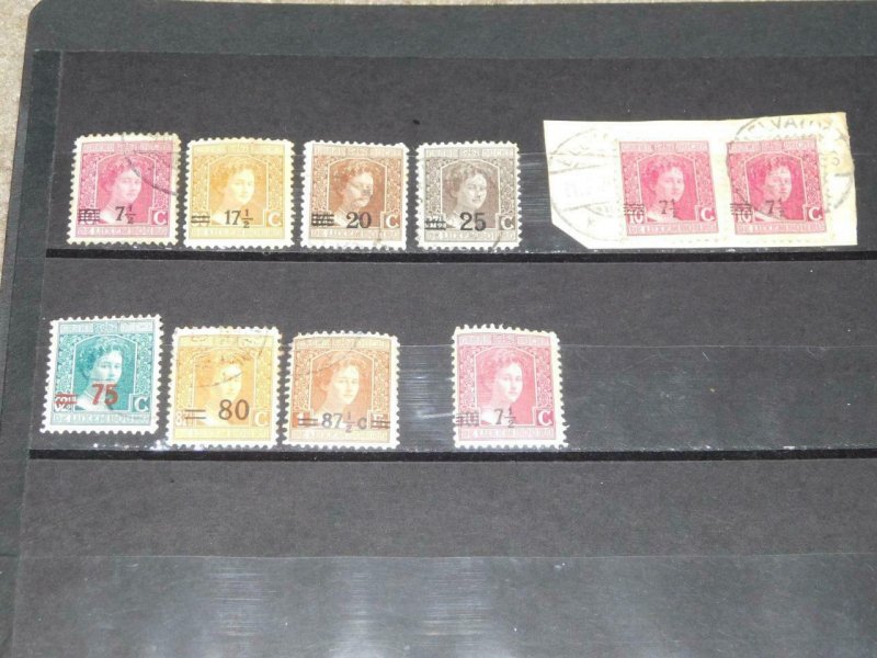 AUSTRALIA- VICTORIA 7 1/2 PLUS OVERPRINTS, ALL USED, 2 ON PIECE, 1 MINT