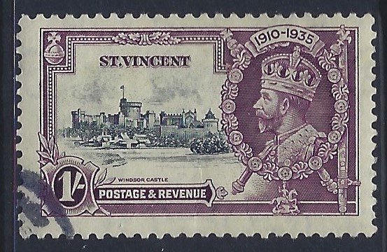 St Vincent, Scott #137; 1sh Silver Jubilee, Used