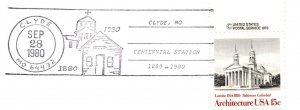 US SPECIAL PICTORIAL POSTMARK COVER CENTENNIAL YEAR OF CLYDE MISSOURI 1980 H