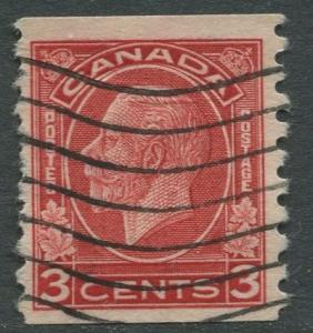 Canada -Scott 207 - KGV Definitive Issue -1933 - Used Coil - Single 3c Stamp