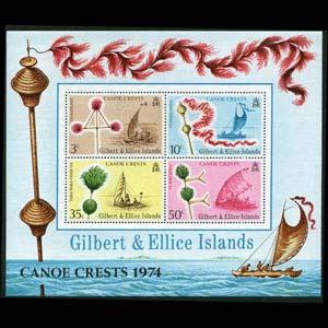 GILBERT & ELLICE IS. 1974 - Scott# 225a S/S Canoes NH