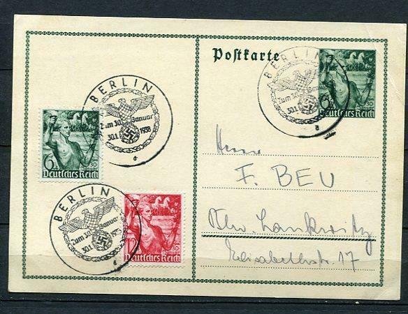 Germany 1938 Uprated Postal Stationary Card Mi 660-1 Berlin Special Cancel g1403