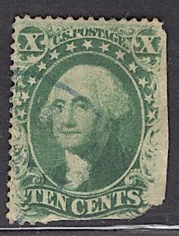 US Stamp Scott #35 10c Washington USED with Faults SCV $55