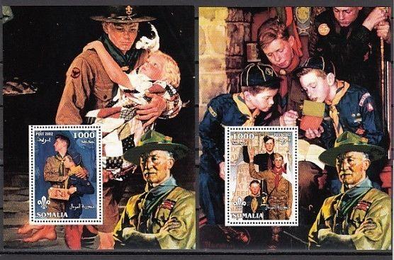 Somalia, 2002 Cinderella issue. Norman Rockwell, Scout Illustrations 2 s/sheets.