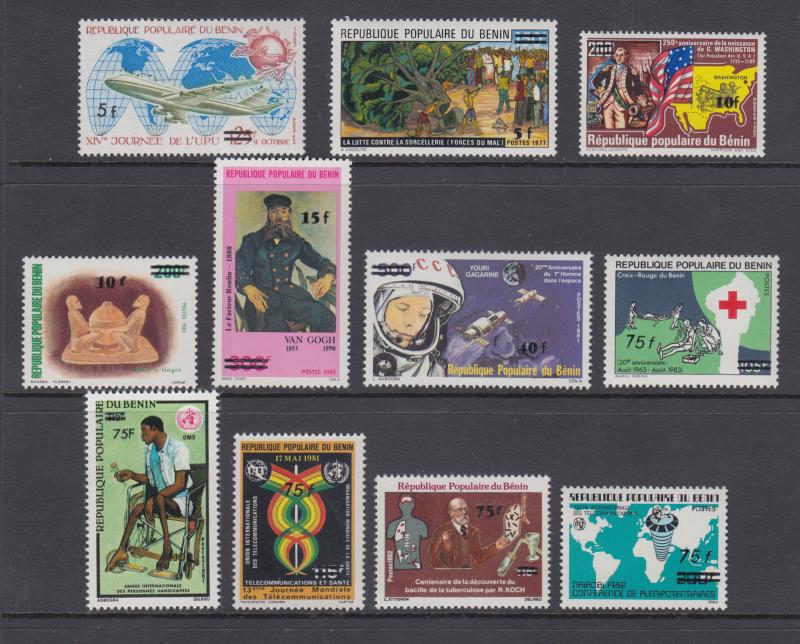 Benin Sc 575-585 MNH. 1984 sucharges on 1977-1983 commems, cplt set, VF.