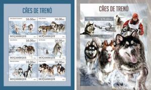 Sledge Dogs Schlittenhunde Husky Pets Animals Fauna Mozambique MNH stamp set