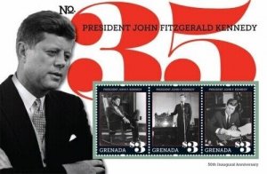 Grenada 2011 - John F. Kennedy 50th Anniversary Inauguration - Sheet Of 3 - MNH