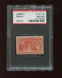 Scott 241 Columbian Unused High Value Stamp w/Graded PSE Cert (Stock 241-PSE1)