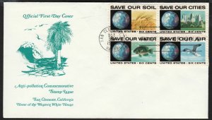 1970 Stop Pollution Sc 1410-13 FDC San Clement official 1st cachet