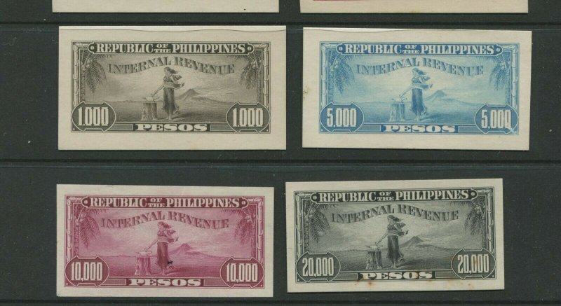 13 RARE Philippines 1943-47 1c-20,000p INTERNAL REVENUE SMALL DIE PROOF STAMPS