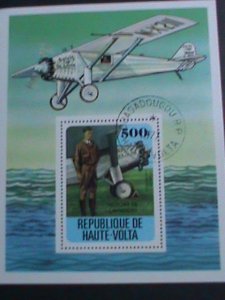 UPPER VOLTA 1977  HISTORY OF AVIATION-SPRIT OF ST. LOUIS-AIRPLANE CTO S/S VF