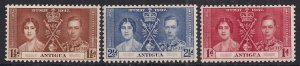 Antigua 1937 KGV1 Set Coronation MM SG 95 - 97 ( H753 )