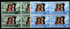 PITCAIRN ISLANDS SG124/5 1972 ROYAL SILVER WEDDING BLOCK OF 4 MNH
