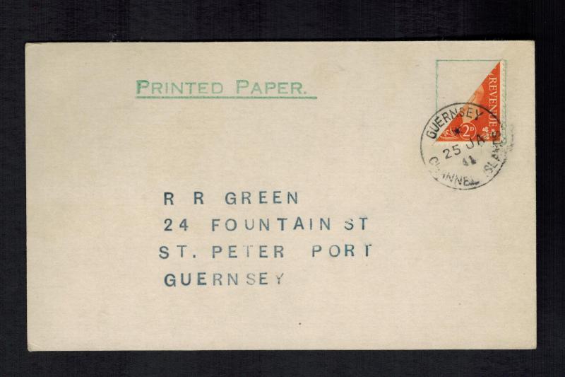 1941 Guernsey Channel Islands England Occupation Cover Postcard Bi Sect Stamp 2