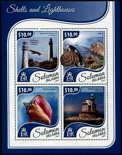 HERRICKSTAMP NEW ISSUES SOLOMON ISLANDS Sc.# 2389 Shells & Lighthouses Sheetlet