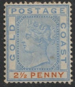 Gold Coast Sc# 15 QV 1891 MMH 2½ pence issue CV $14.00