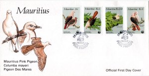 Mauritius - 1985 WWF Pink Pigeon FDC SG 708-711