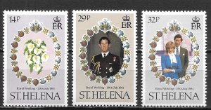 St Helena 353-55 Diana Wedding set MNH (lib)