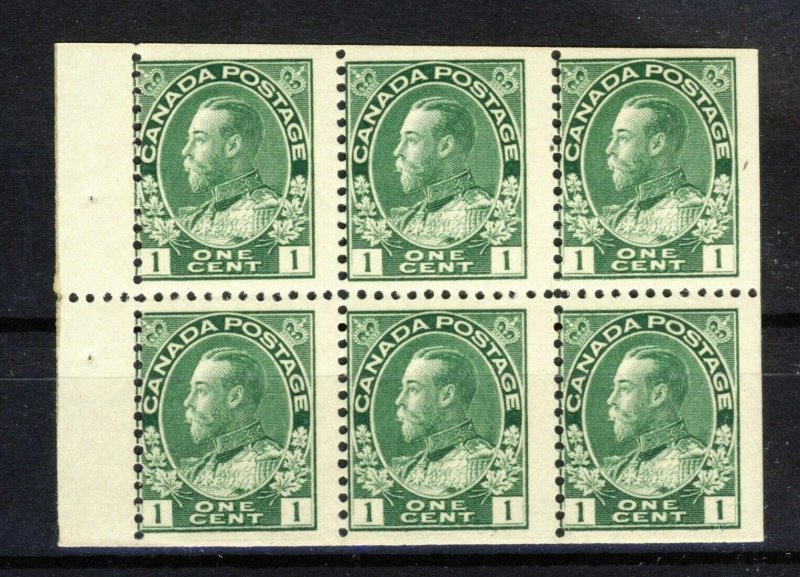 6x Canada WW1 Admiral Stamps #104a-1c Green BP of 6 MNH Fine Guide Value= $50.00