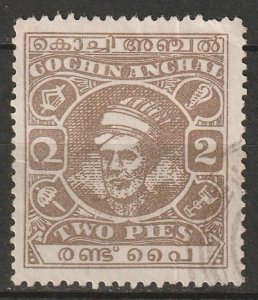 India Cochin 1943 Sc 63 lightly used