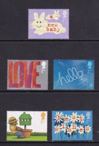 Great Britain  #2024-2028 used 2002 greeting stamps