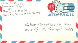 Guam 11c Jet Plane Air Envelope 1971 Agana, Guam, Merizo Rur. Sta. Airmail to...