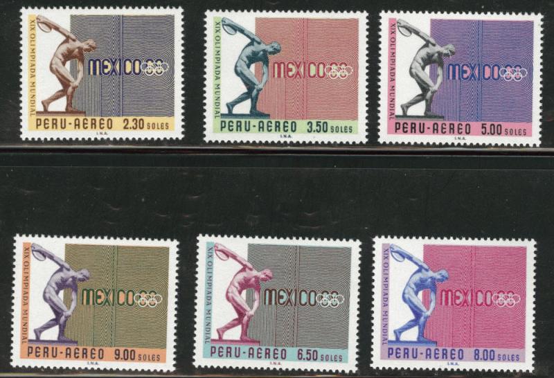 Peru Scott C226-231 MNH** 1968 Discobolus Olympic set