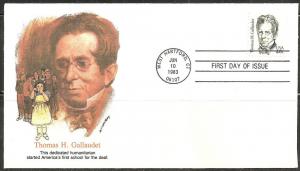 United States 1861 - FDC - 20c Thomas Gallaudet (1983)