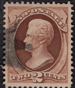 US #157 Extra Fine. Neat black cancel. Select.