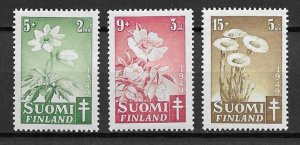 1949 Finland B98-100 complete Flowers set of 3 MH
