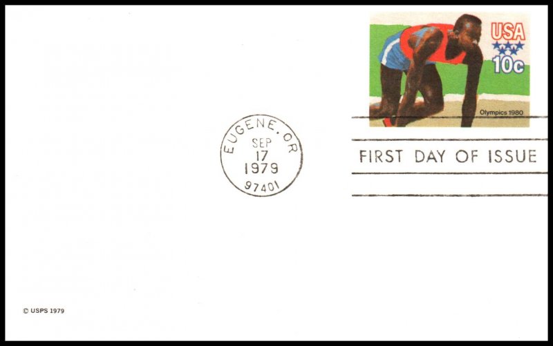 US UX80 Olympics Postal Card U/A FDC