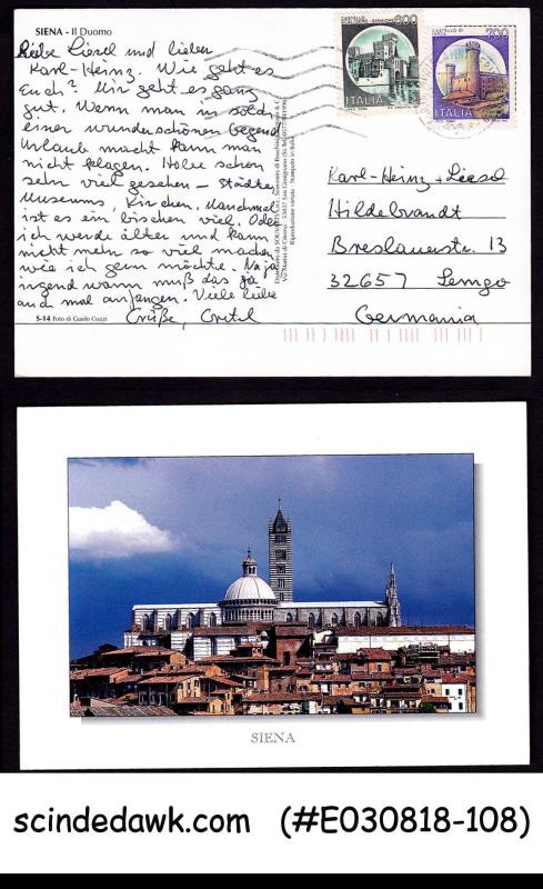 ITALY - 1989 SIENA PICTURE POSTCARD TO GERMANIA WITH STAMPS