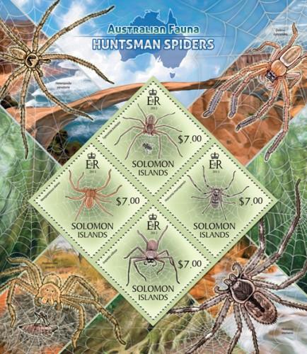 SOLOMON ISLANDS 2013 SHEET HUNTSMAN SPIDERS WILDLIFE slm13404a