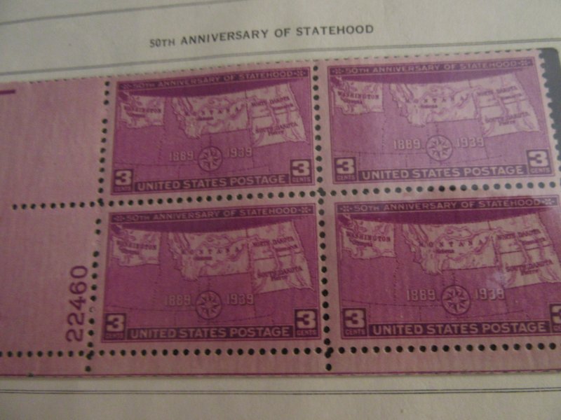 SCOTT 858 5OTH ANNIVERSARY OF STATEHOOD1939 OG