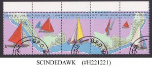 COCOS KEELING ISLANDS - 1994 SHIPS & BOATS - SE-TENANT - 5V STRIP - CTO