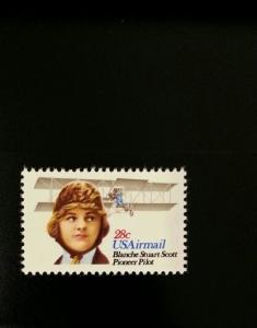 1980 28c Blanche Stuart Scott, First Woman Aviator, Airmail Scott C99 Mint VF NH