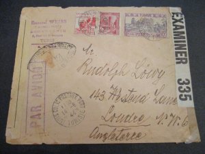 1944 Tunis Tunisia to London England Judaica Censorship WWII Airmail Cover