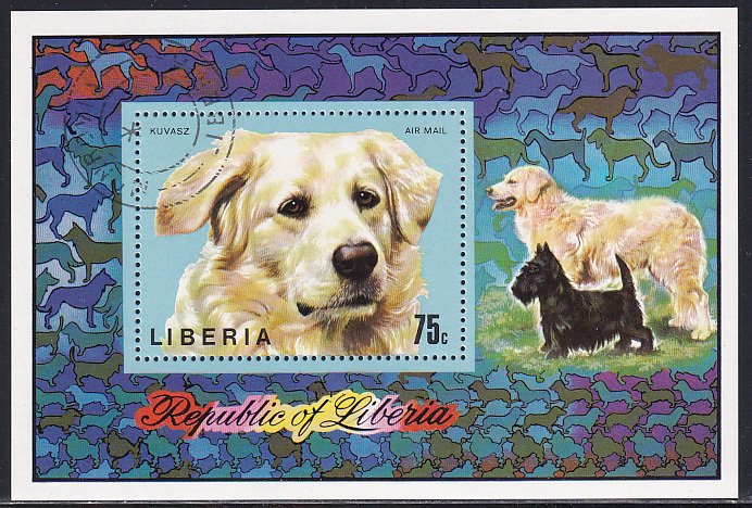 Liberia 1974 Sc C202 Hungarian Sheepdog (Kuvasz) Canine Airmail Stamp SS CTO NH