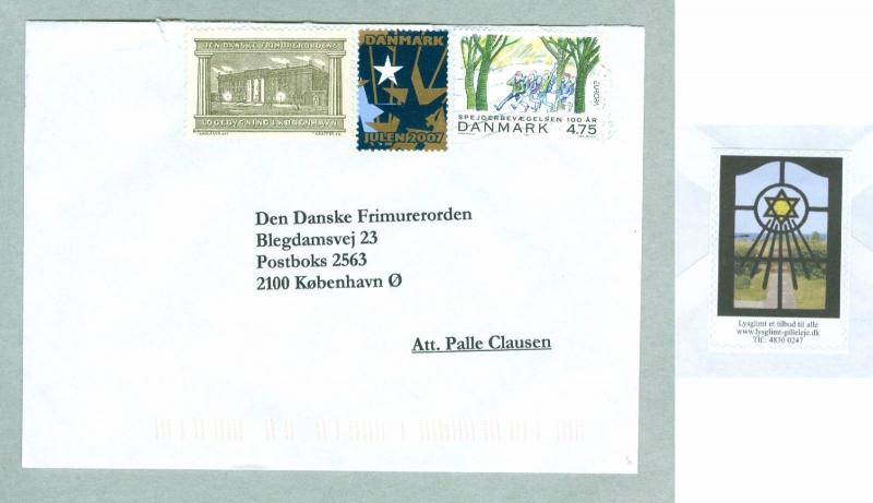 Denmark. Cover Masonic,Freemason 2007. With 2 Masonic Poster Stamp. Stamp Scout