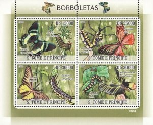 S. TOME & PRINCIPE 2009 - Butterflies & Maggots 4v - YT 2988-2991, Mi 3851-3854